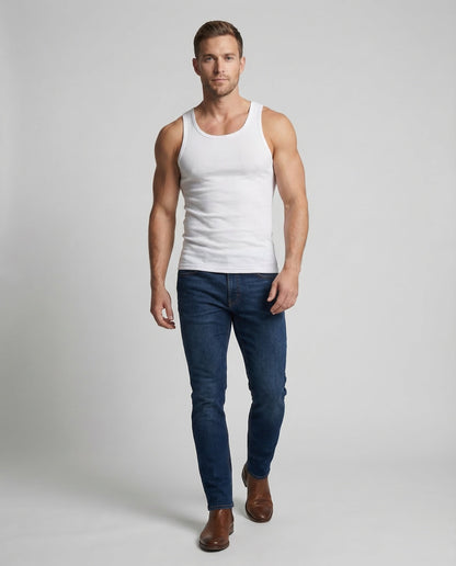 Herren Tanktop Sport Leicht Baumwolle Weiß - Norvielle