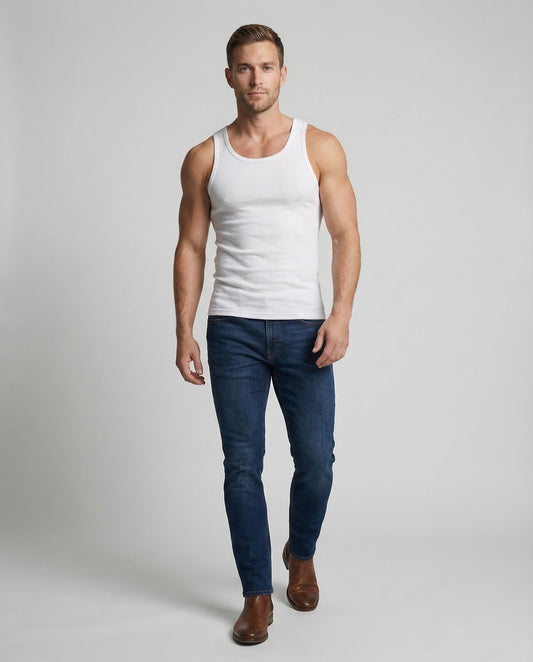 Herren Tanktop Sport Leicht Baumwolle Weiß - Norvielle