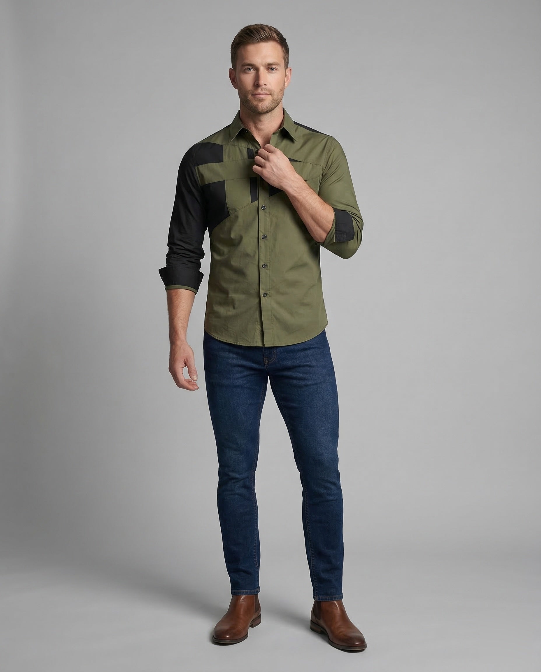 Herren Slimfit Hemd Kontrastfarben - Norvielle