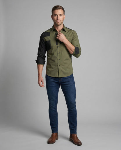 Herren Slimfit Hemd Kontrastfarben - Norvielle
