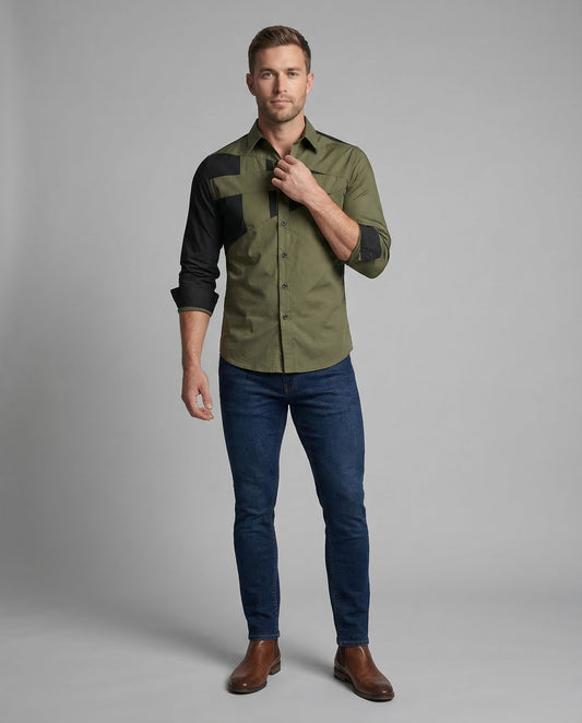 Herren Slimfit Hemd Kontrastfarben - Norvielle