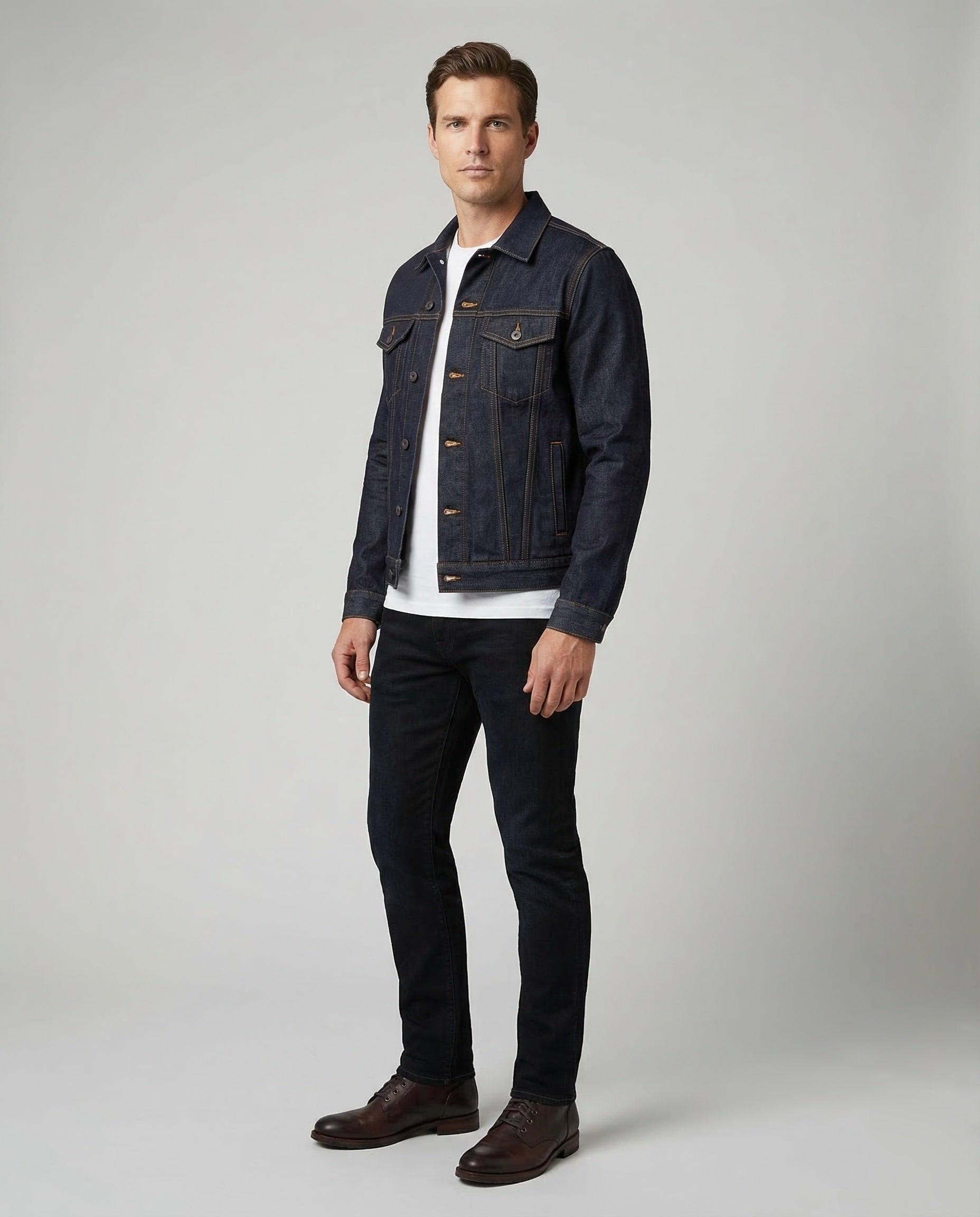 Herren Jeansjacke Trucker Denim Blau - Norvielle