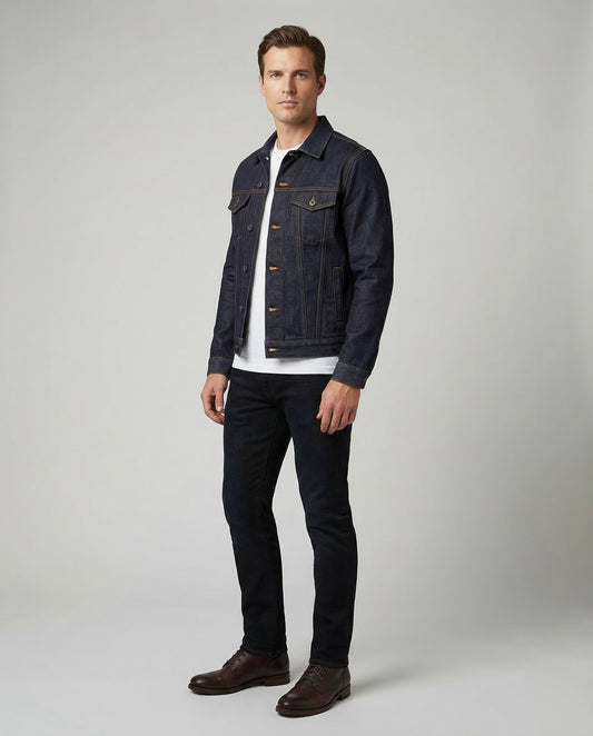 Herren Jeansjacke Trucker Denim Blau - Norvielle