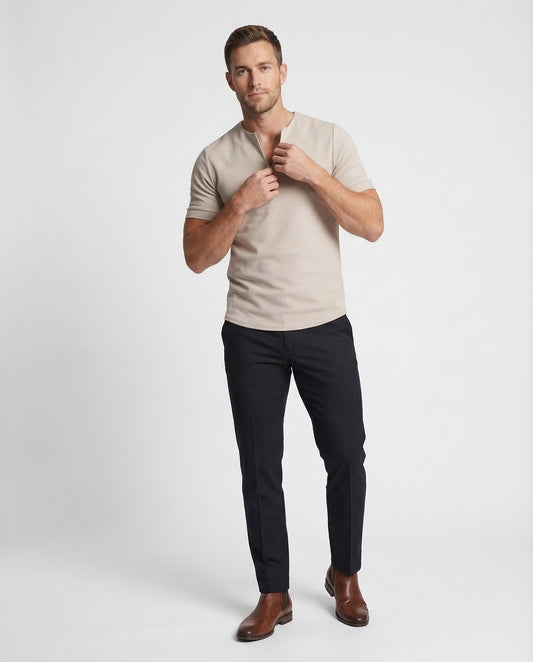 Herren Zip Shirt Stehkragen - Norvielle