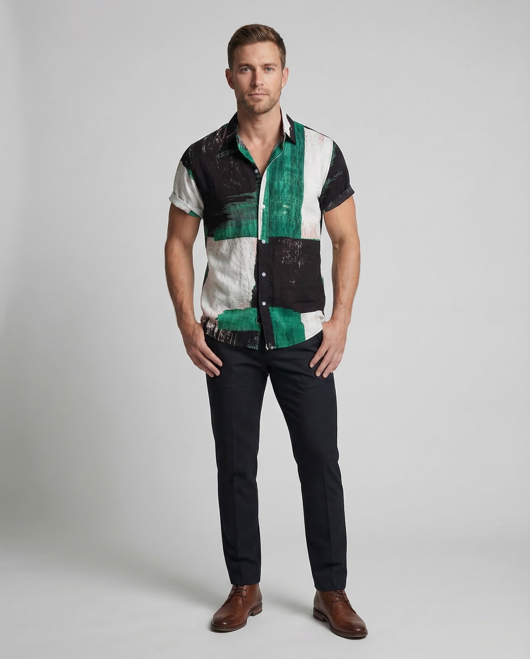 Herren Sommerhemd mit buntem Print - Norvielle