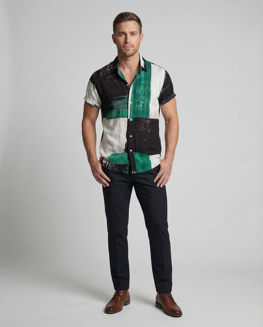 Herren Sommerhemd mit buntem Print - Norvielle