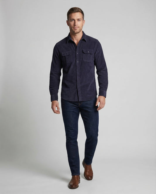 Herren Freizeithemd Denimoptik Blau - Norvielle