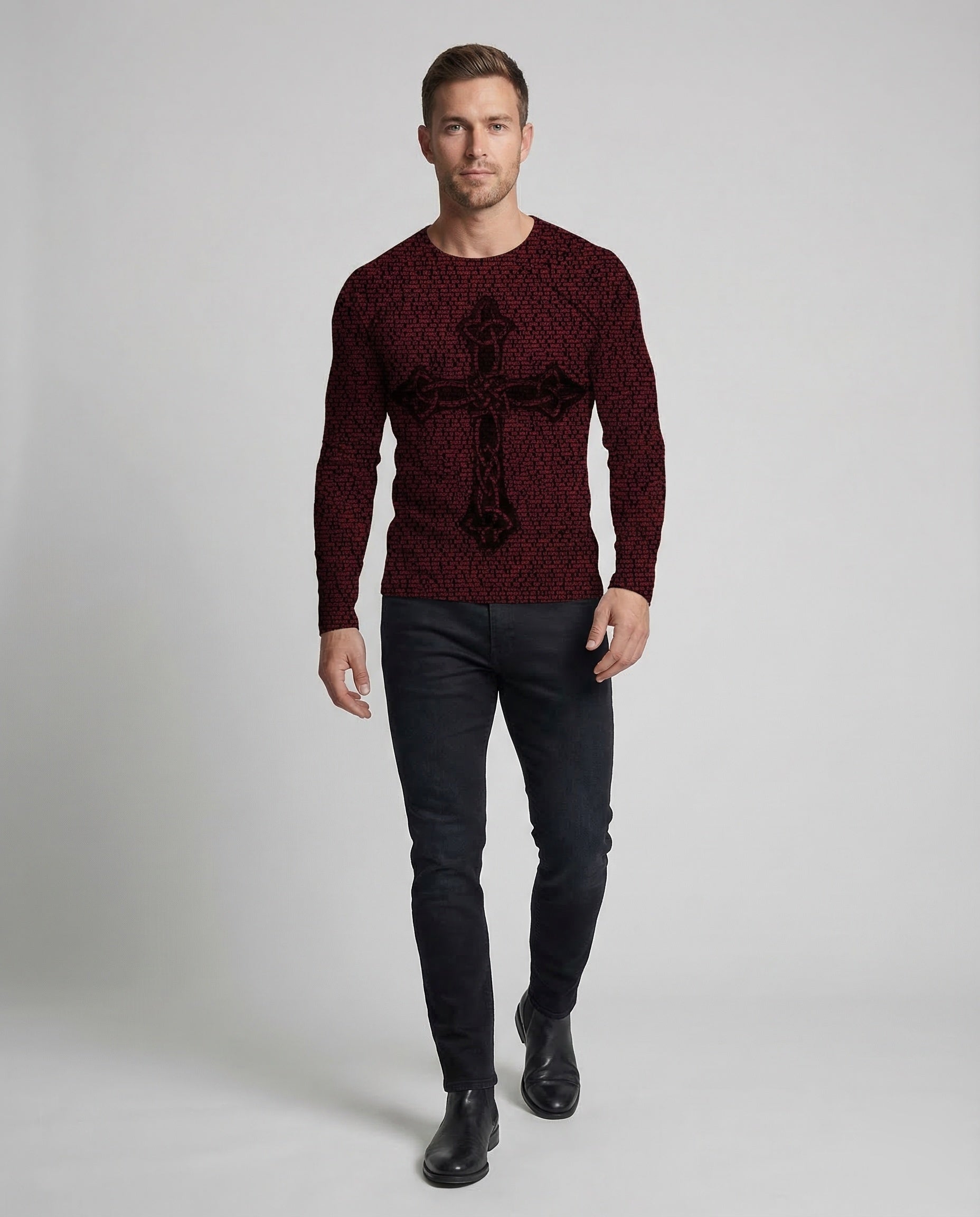Herren Langarmshirt mit Print - Norvielle