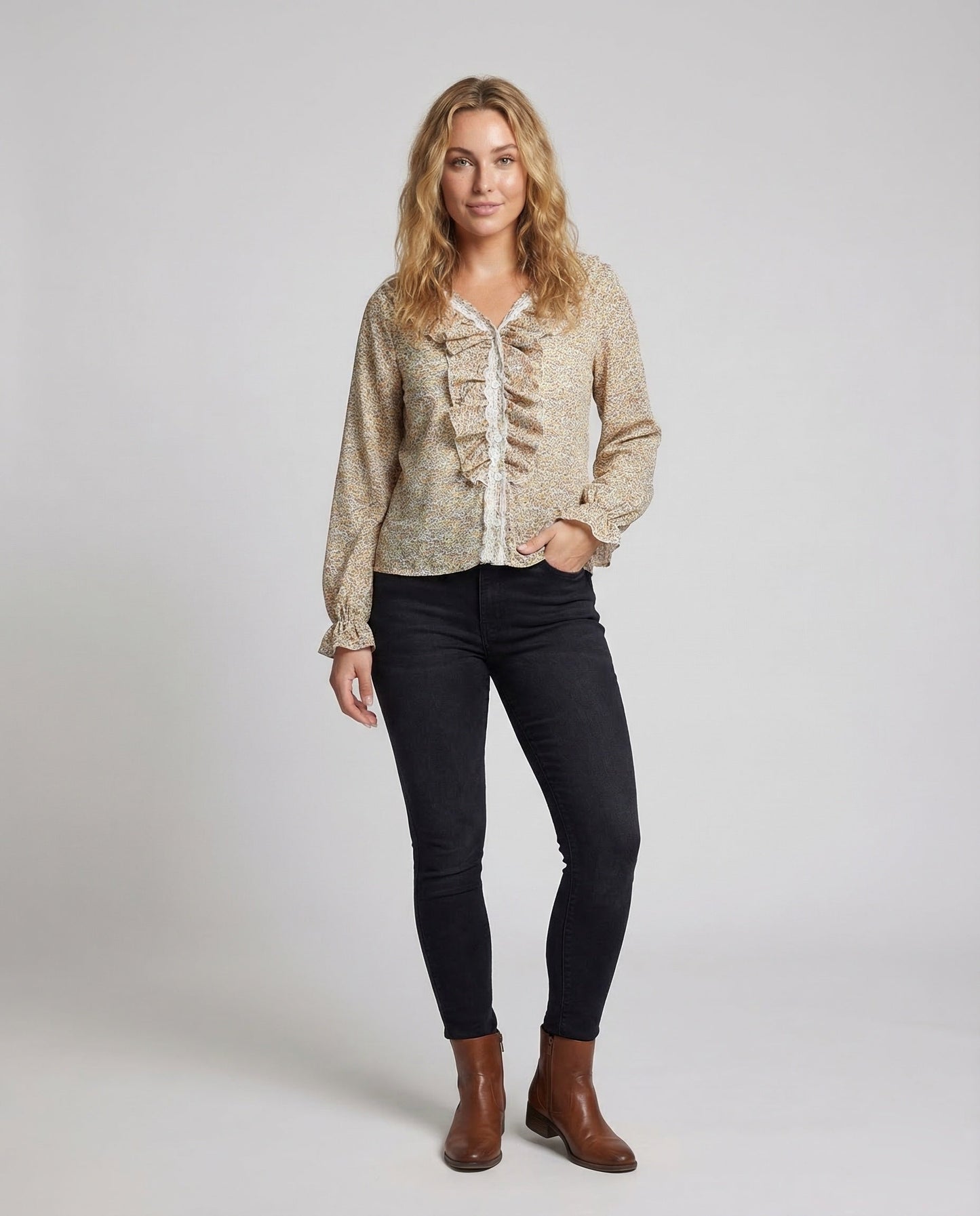 Damen Landhausbluse aus Spitze Weiße - Norvielle