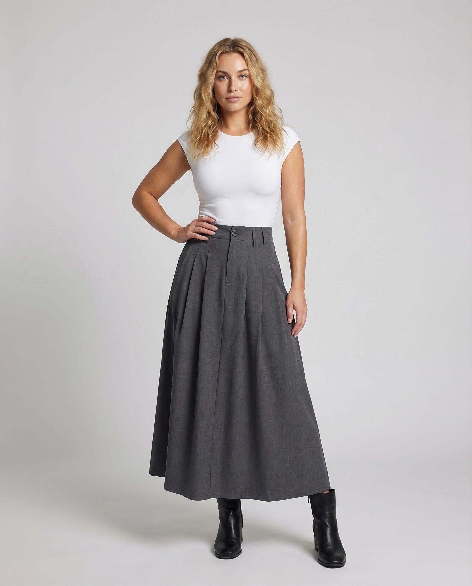 Damen A-Linie Maxirock High Waist - Norvielle