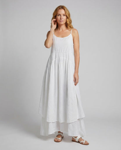 Damen Leinenmaxikleid Stufenförmig - Norvielle