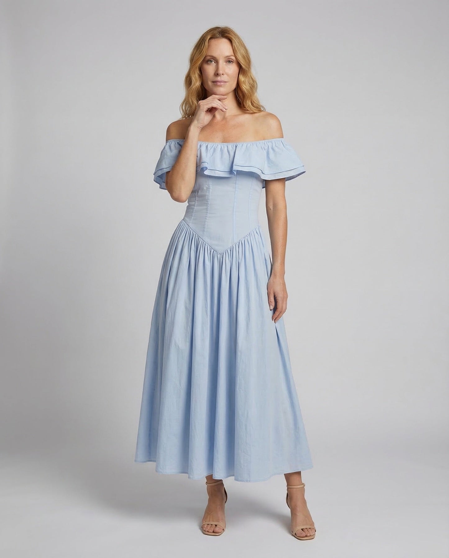 Damen Kleid mit Volantärmeln Carmen - Norvielle