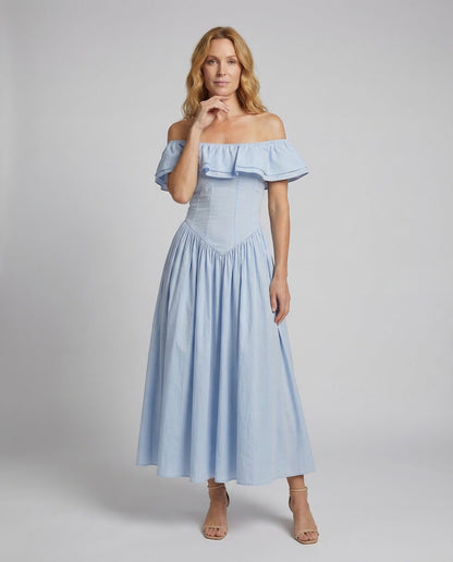 Damen Kleid mit Volantärmeln Carmen - Norvielle