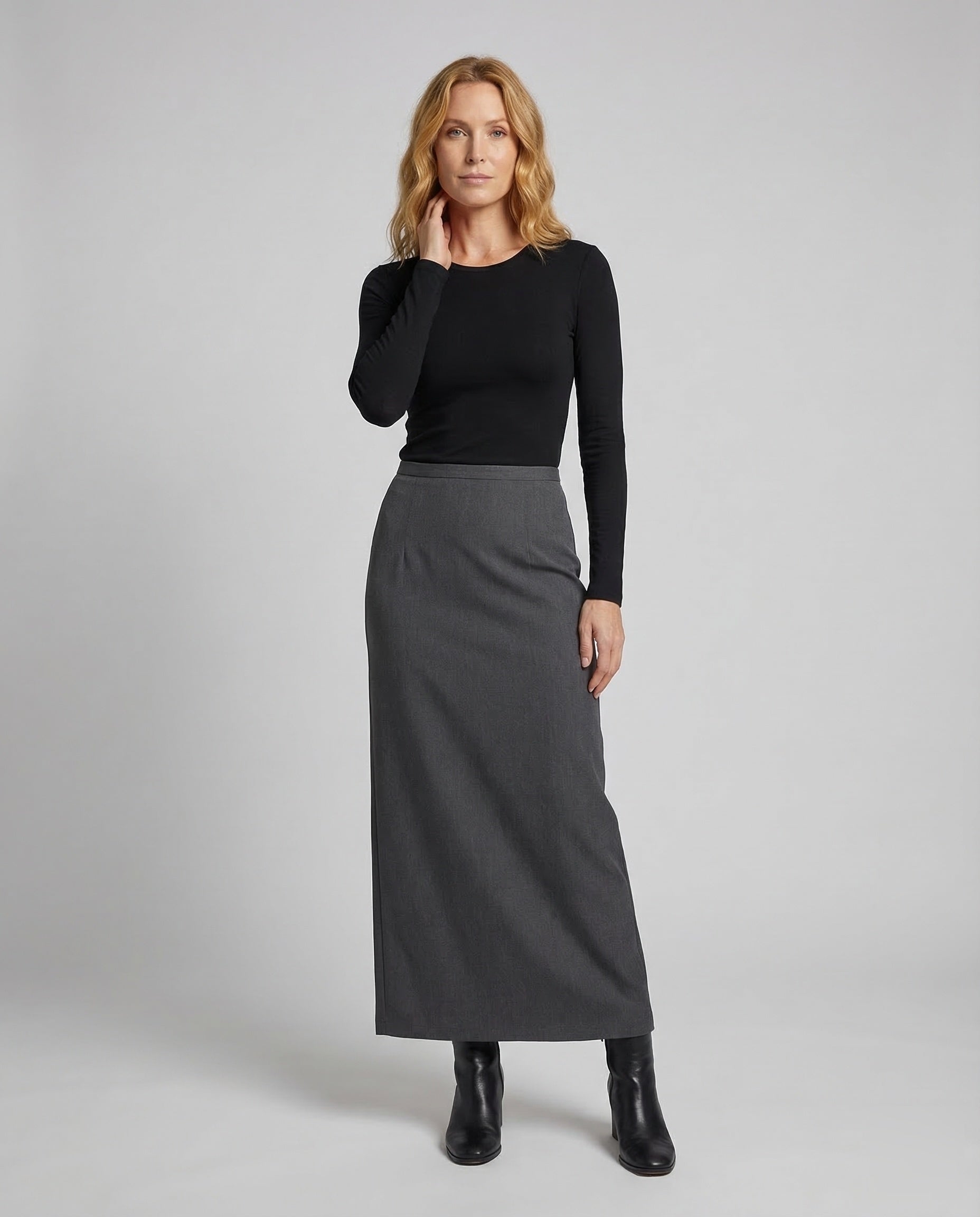Damen Maxirock mit Schlitz Elegant Schwarz - Norvielle