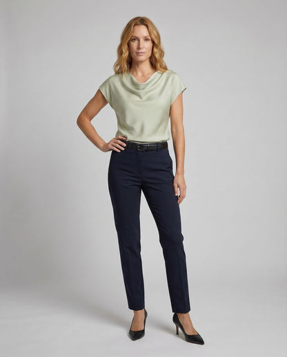 Damen Satinbluse mit Wasserfallkragen - Norvielle
