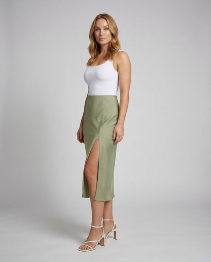 Damen Midirock aus Satin mit Schrägschnitt - Norvielle