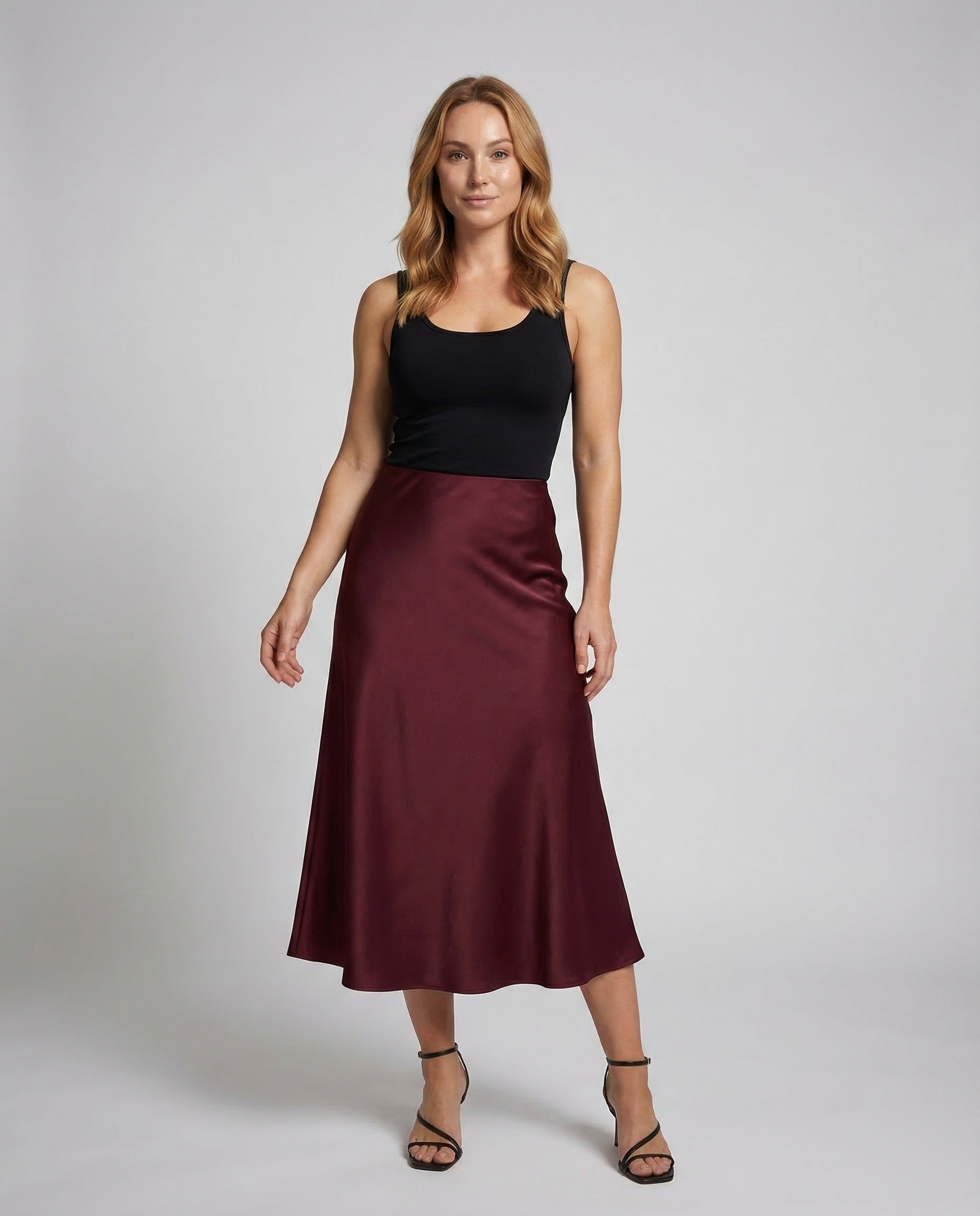 Damen Satin Maxirock Einfach - Norvielle