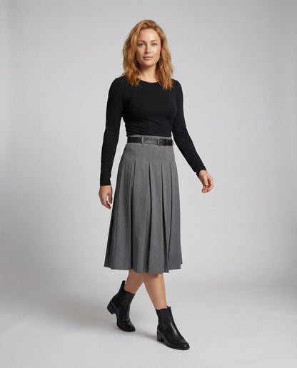 Damen Midirock Plissee mit Gürtel - Norvielle