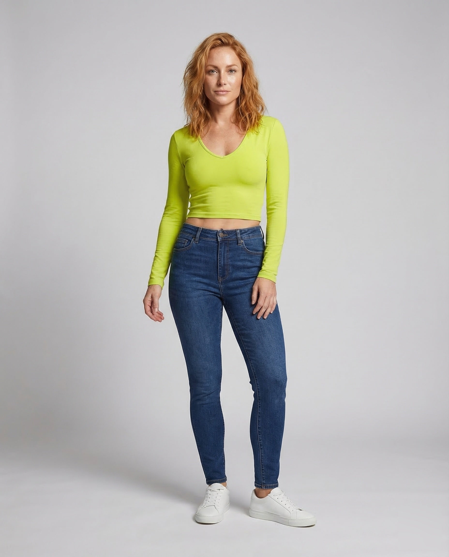 Damen Langarmshirt V-Ausschnitt - Norvielle