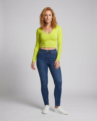 Damen Langarmshirt V-Ausschnitt - Norvielle