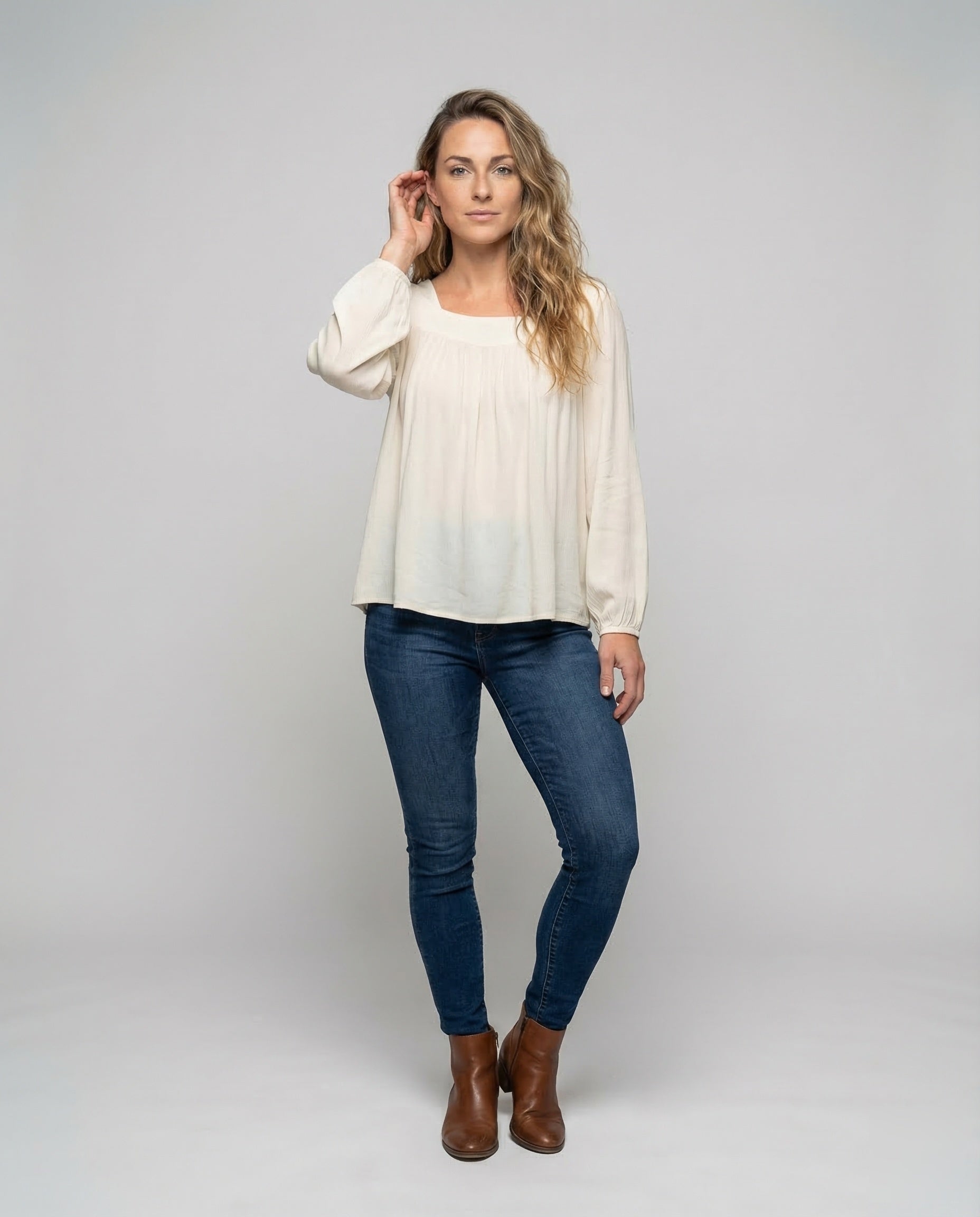 Damen Bluse mit Plissee Vorderseite - Norvielle