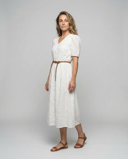 Damen Midikleid mit Lochstickerei - Norvielle