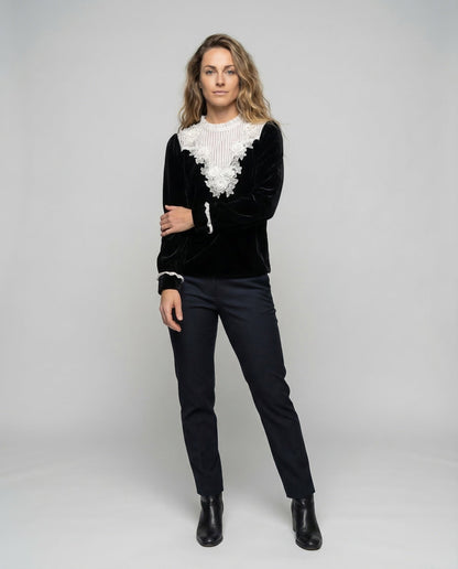 Damen Spitzenbluse aus Samt - Norvielle