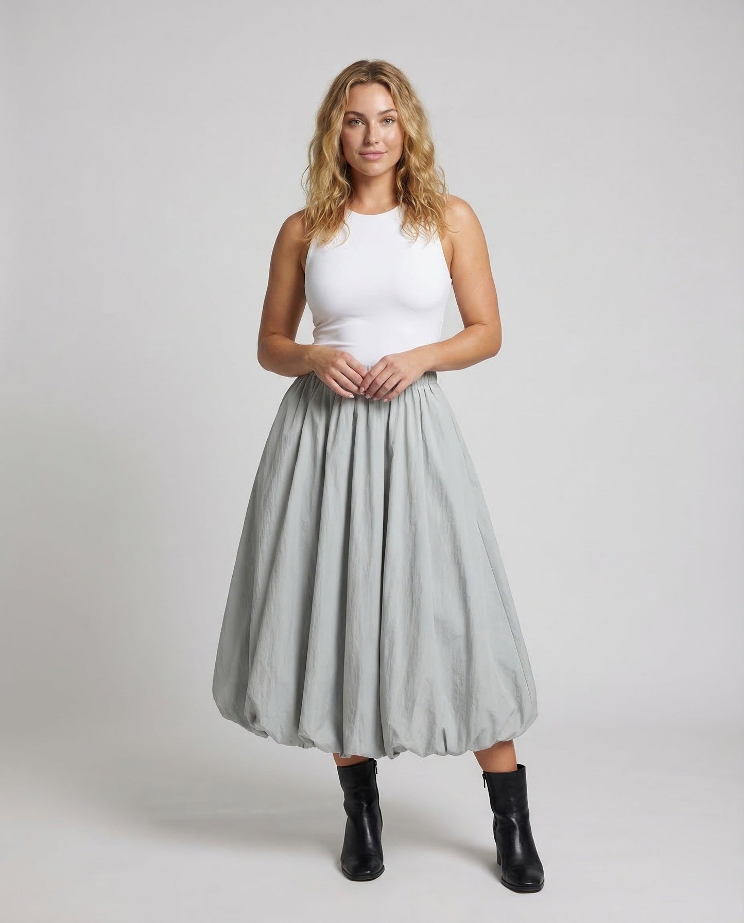 Damen Maxirock Ballonrock Baumwolle Schwarz - Norvielle