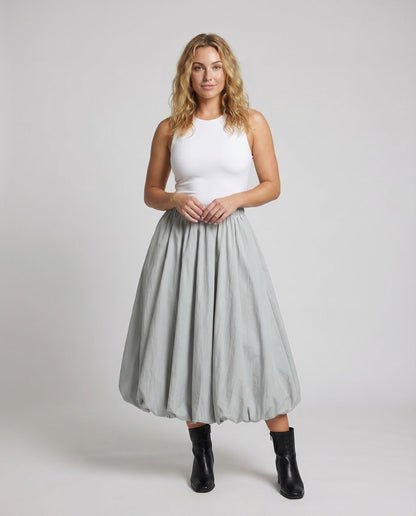 Damen Maxirock Ballonrock Baumwolle Schwarz - Norvielle
