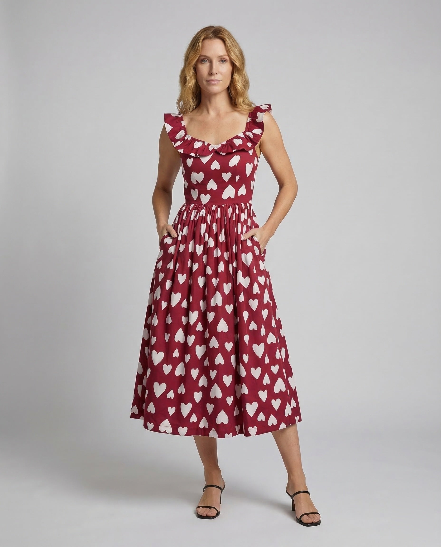 Damen Vintage Swingkleid Herzprint - Norvielle