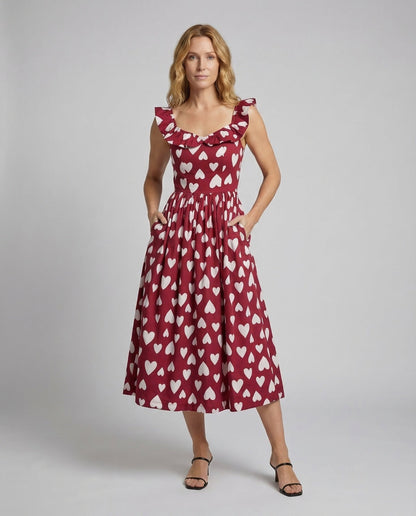 Damen Vintage Swingkleid Herzprint - Norvielle