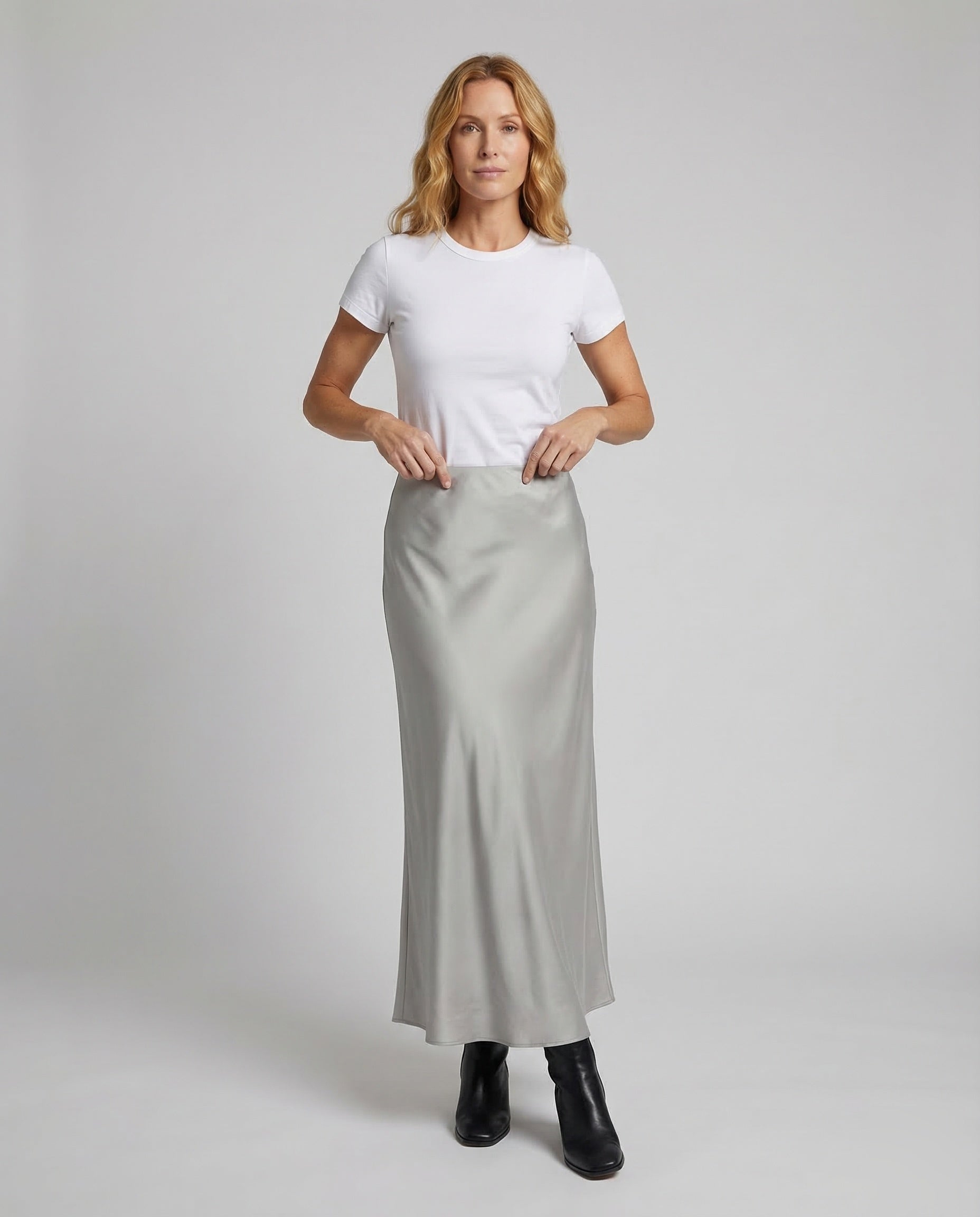 Damen Maxirock Satin Hüftlinie - Norvielle
