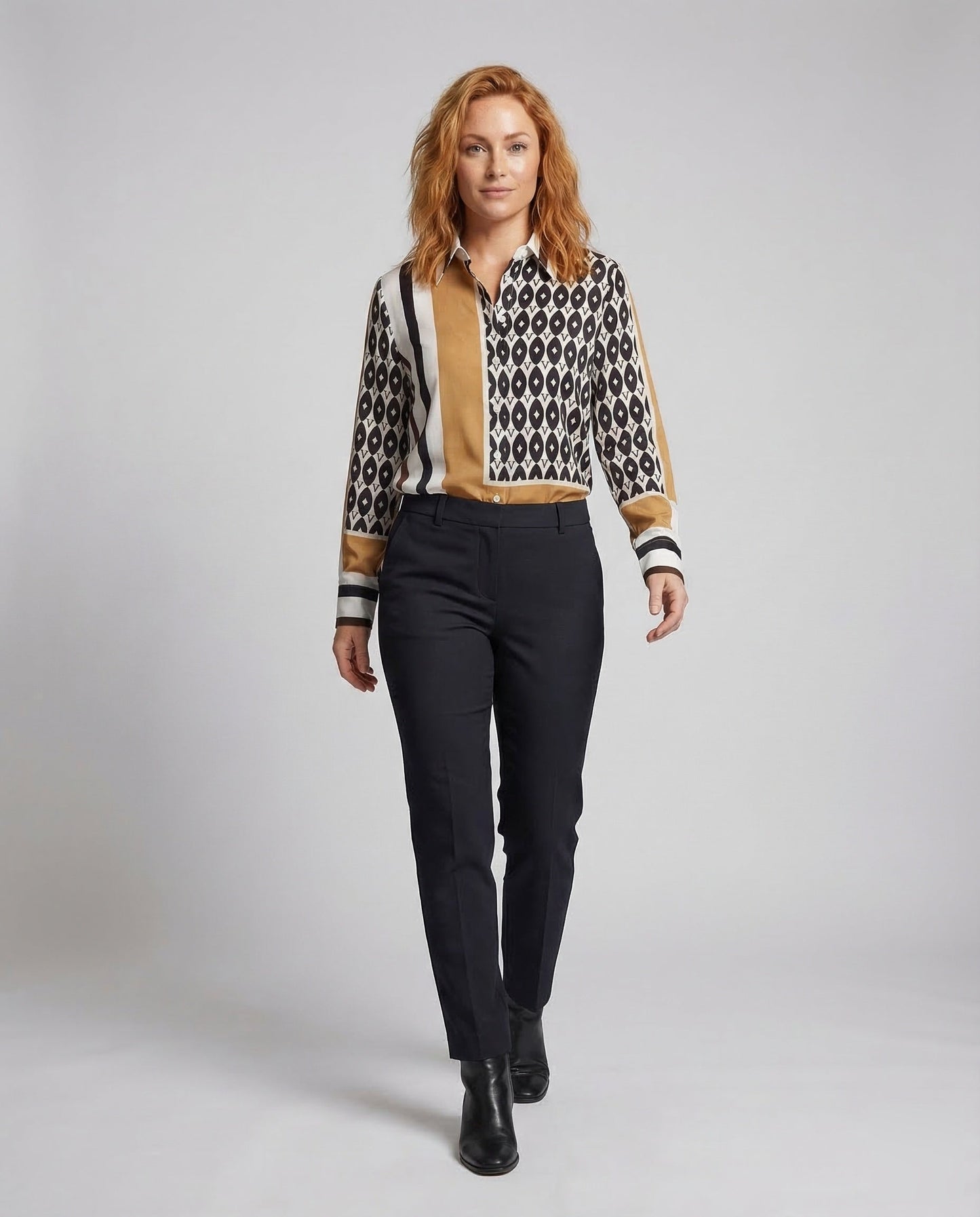 Damen Bluse Muster Seide Optik - Norvielle