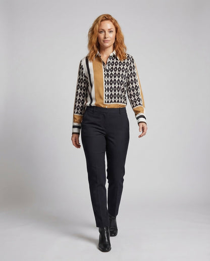Damen Bluse Muster Seide Optik - Norvielle