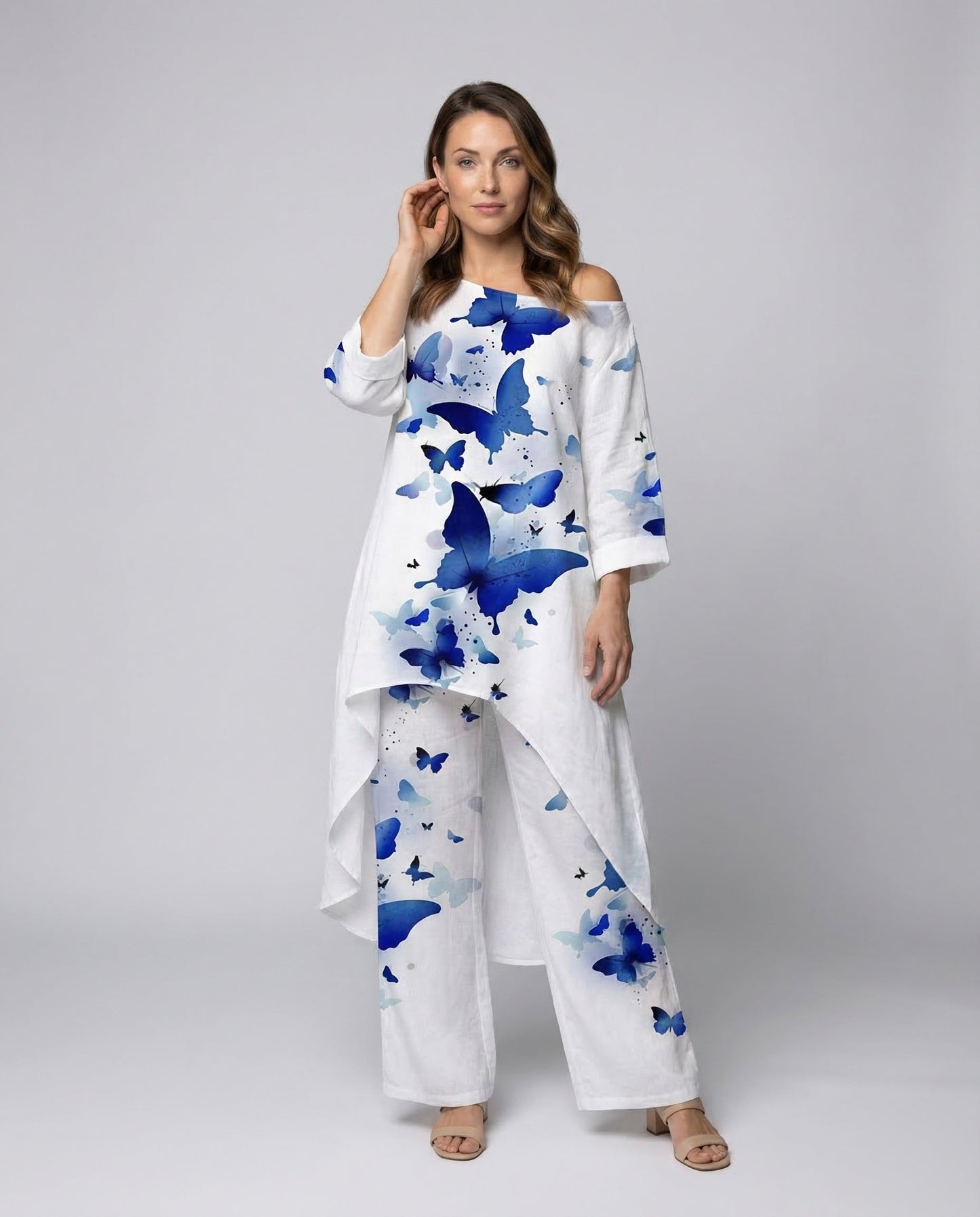 Damen Leinen-Culotte-Set - Norvielle