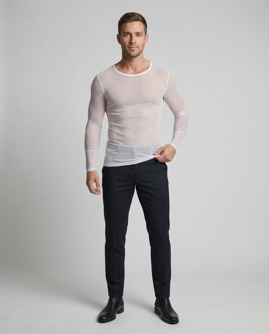 Herren Langarm Netzshirt - Norvielle