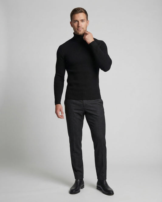 Herren Rollkragenpullover aus Rippstrick - Norvielle