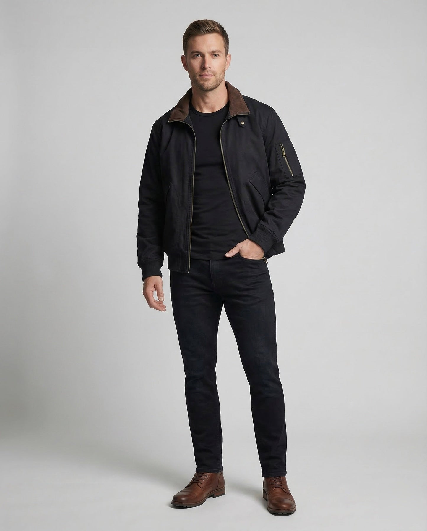 Herren Workwear Bomberjacke Baumwolle Schwarz - Norvielle