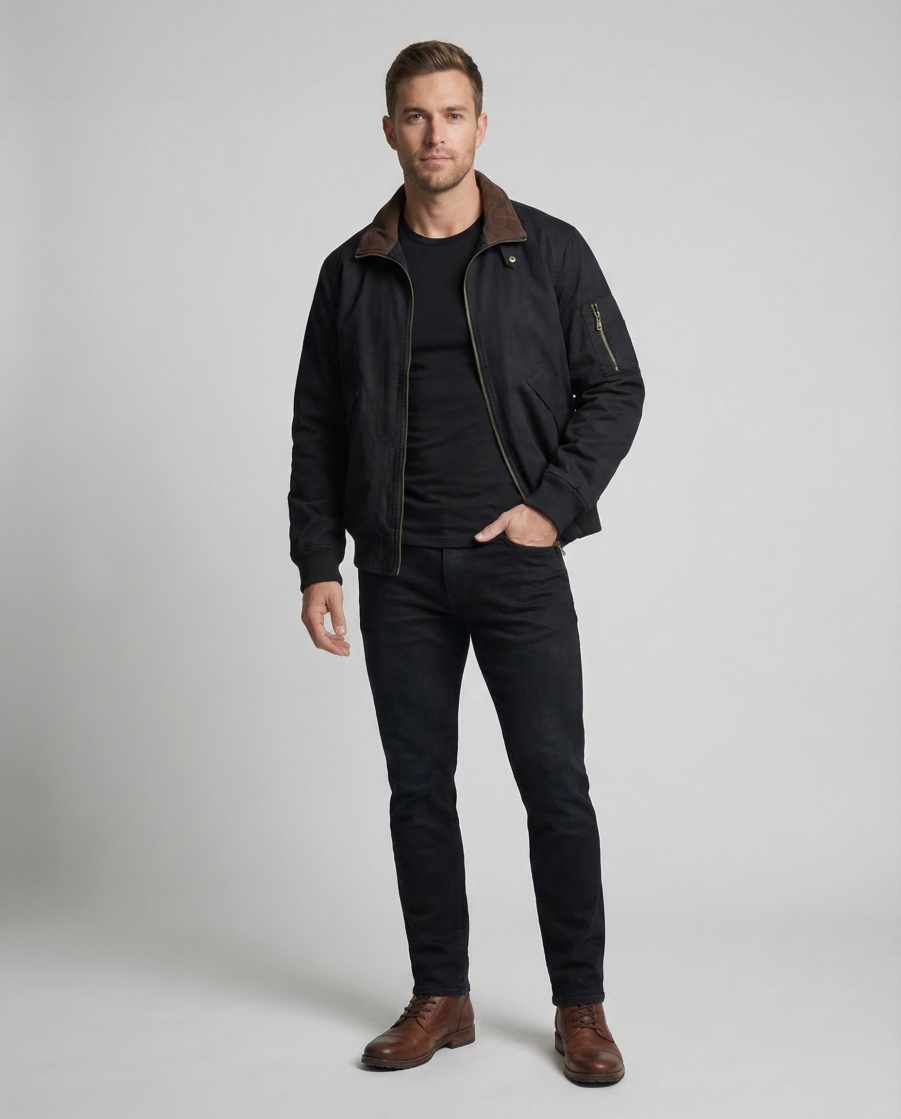 Herren Workwear Bomberjacke Baumwolle Schwarz - Norvielle