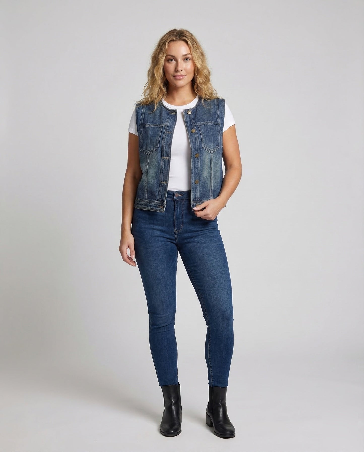 Damen Denimweste Ärmellos - Norvielle