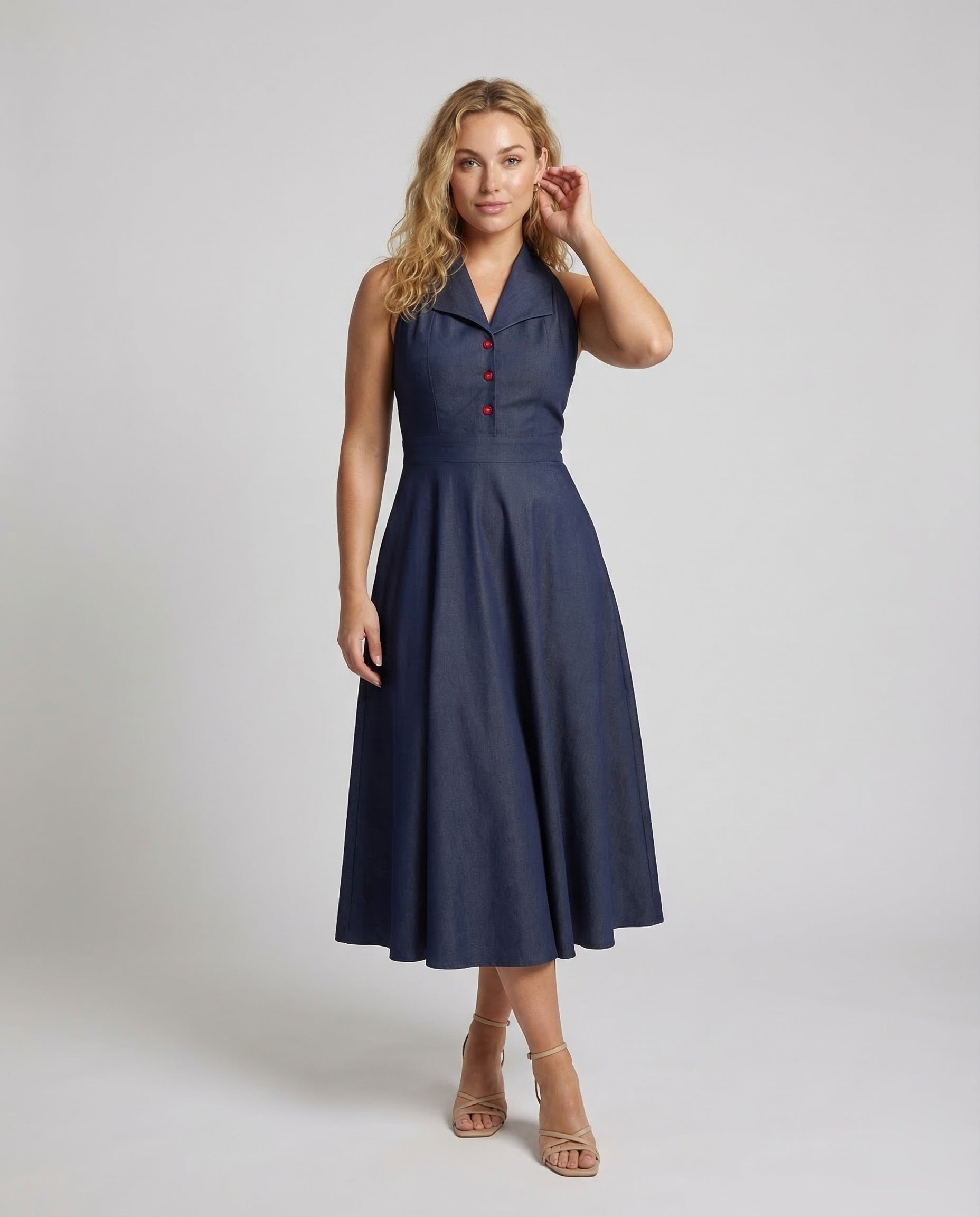 Damen Midikleid Mit Reverskragen - Norvielle