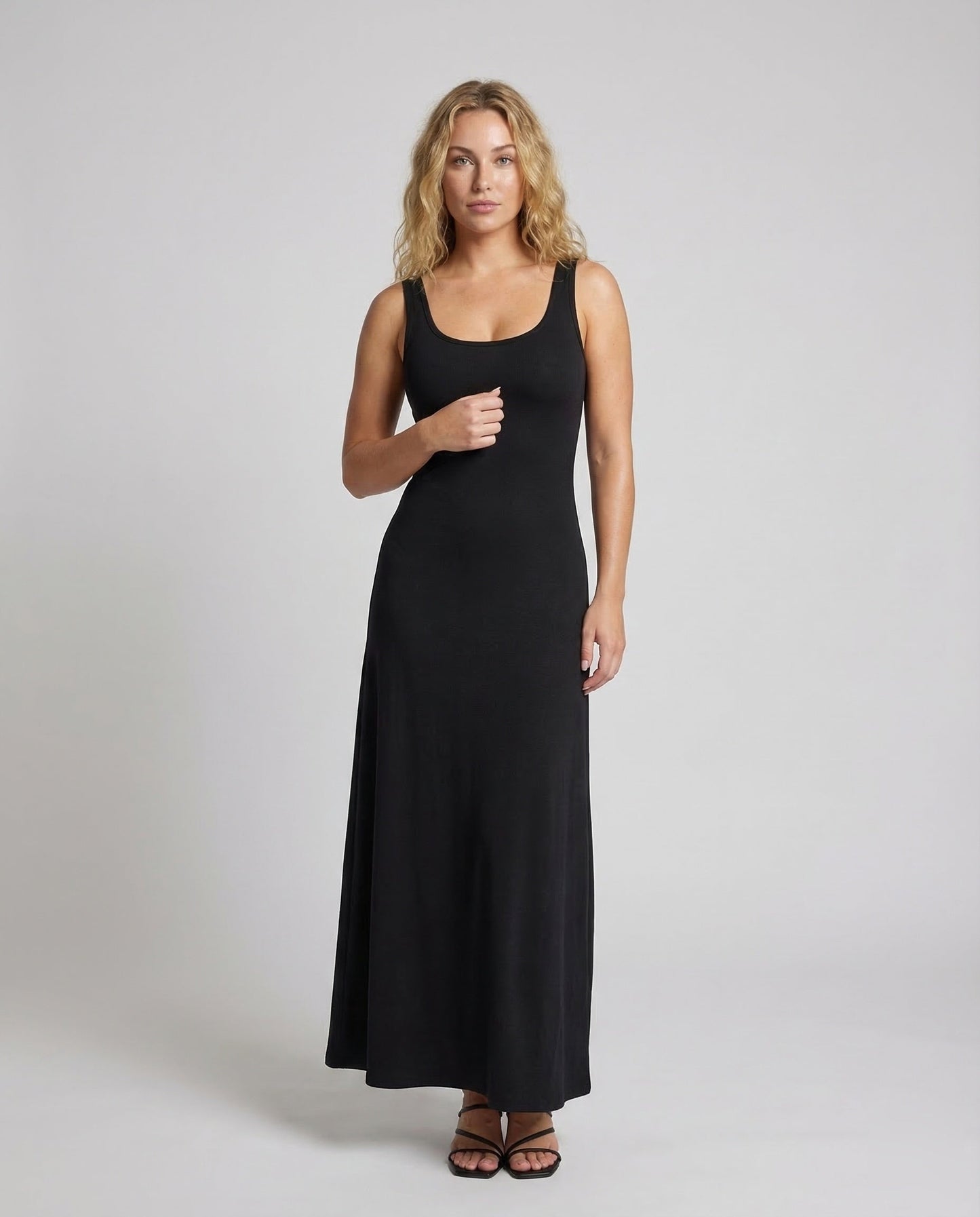 Damen Jersey Maxikleid mit U-Ausschnitt - Norvielle