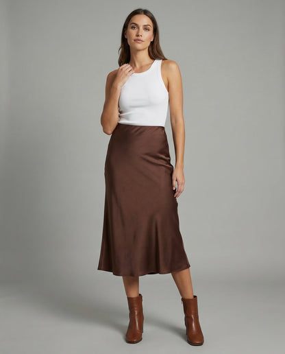 Damen Satin Maxirock Trompetenrock - Norvielle