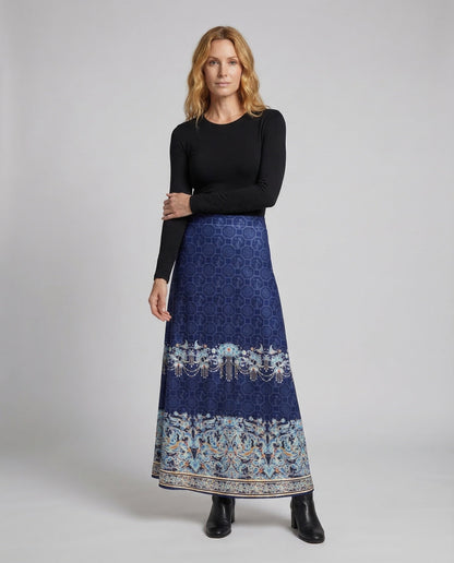 Damen Maxirock mit Print und Bordüre - Norvielle