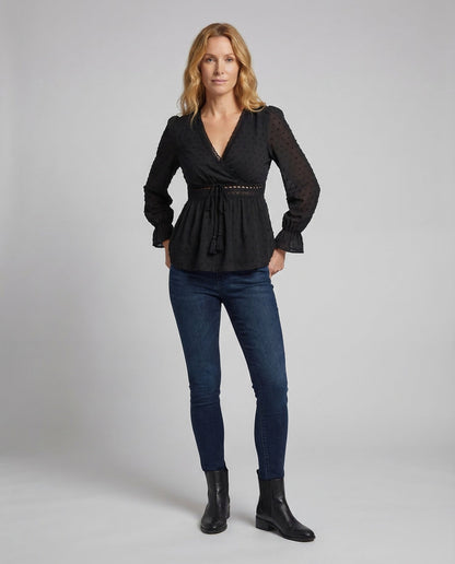 Damen Wickelbluse Häkelband Boho-Stil - Norvielle