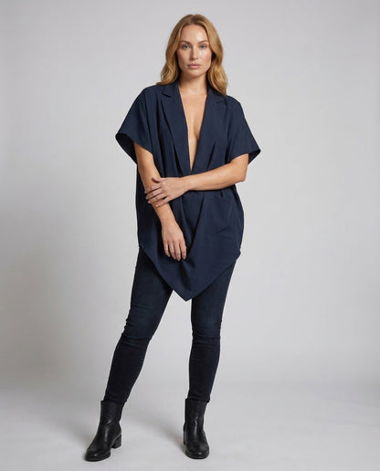Damen Poncho Cape Blazer Wollbeige - Norvielle