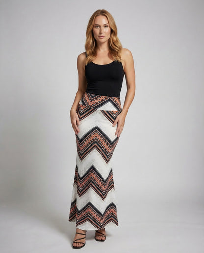 Damen Maxirock Muster Trompetenform - Norvielle