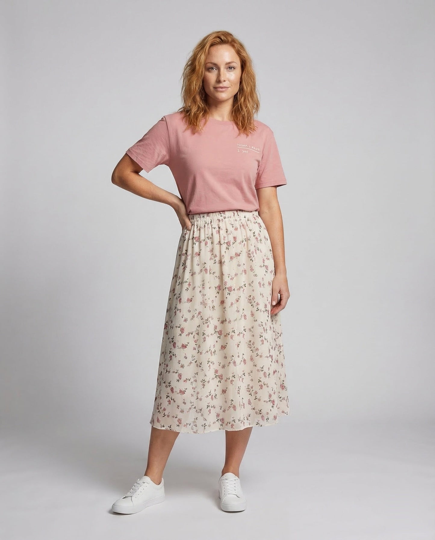 Damen Midirock aus Chiffon mit Blumenmuster - Norvielle