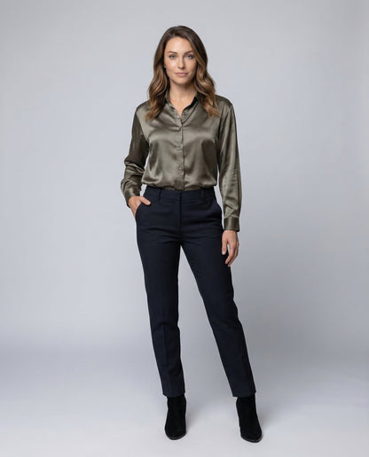 Damen Satin Bluse Kurzarm - Norvielle