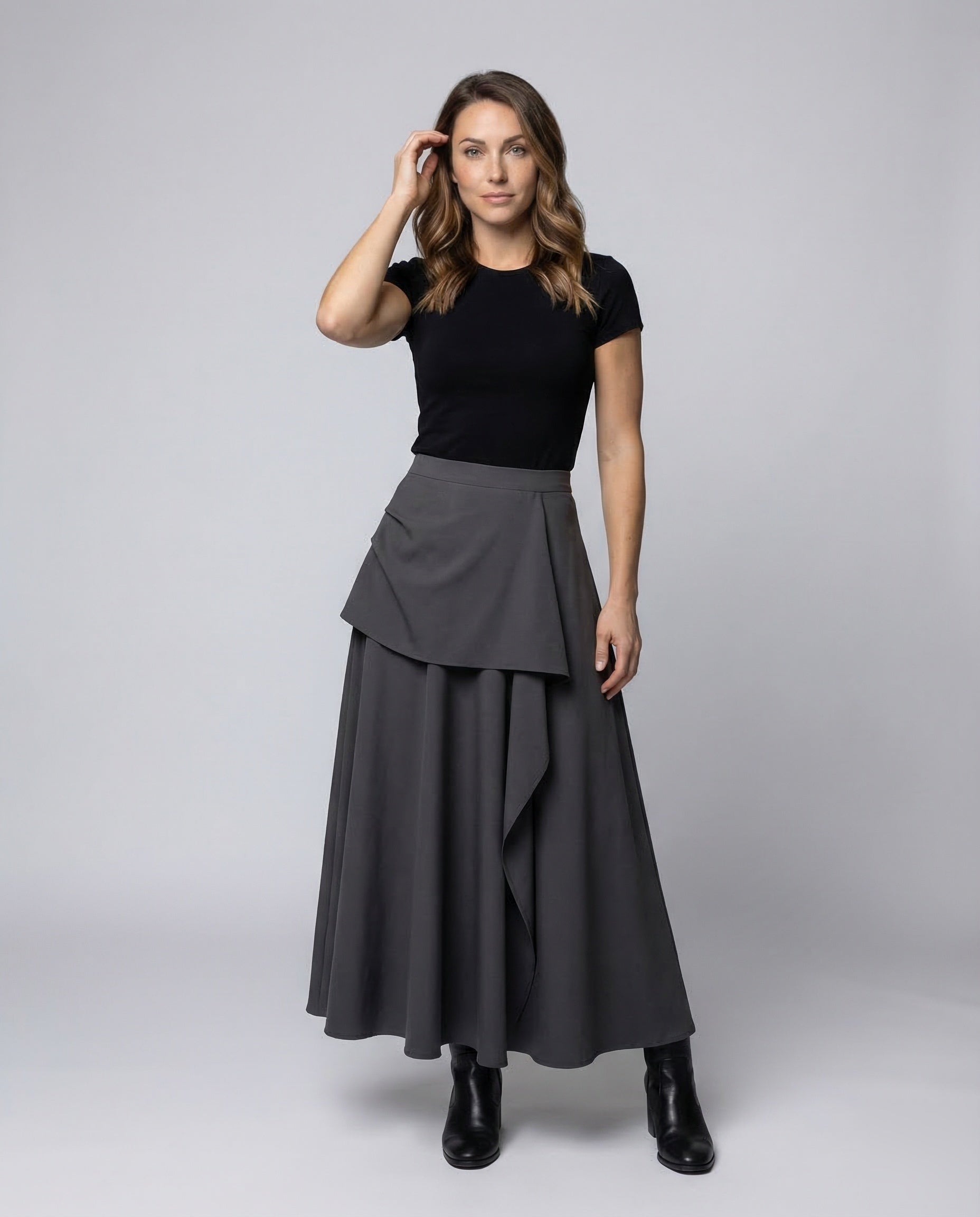Damen Maxirock Drapiert - Norvielle